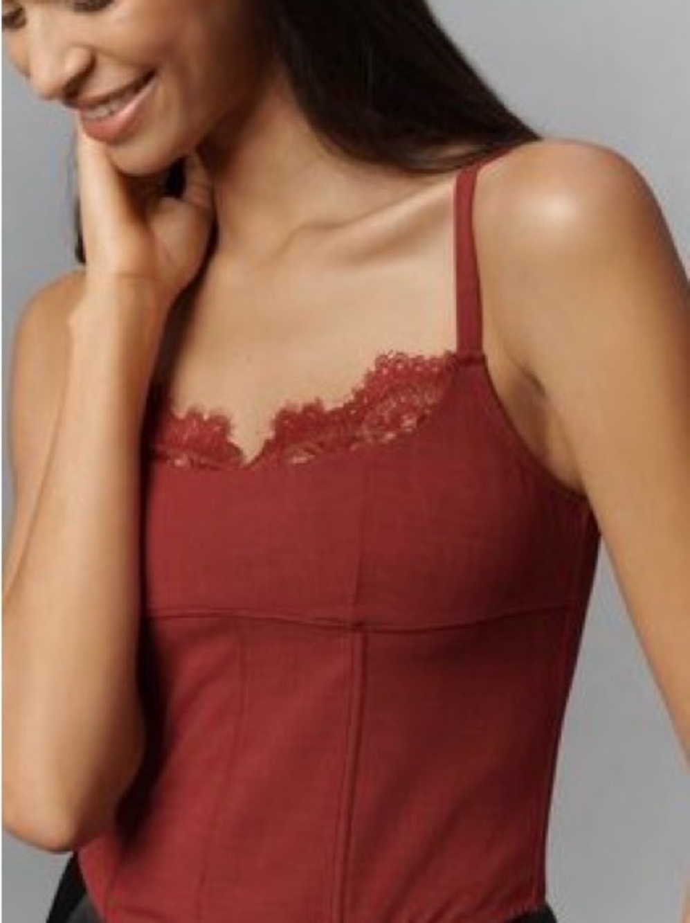 Lyrebird by Anthropologie Structured Lace Trim Corset Top